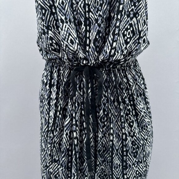 Ambiance Strapless Black White Geometric Print Jumpsuit Drawstring Waist‎ Large - Picture 5 of 12